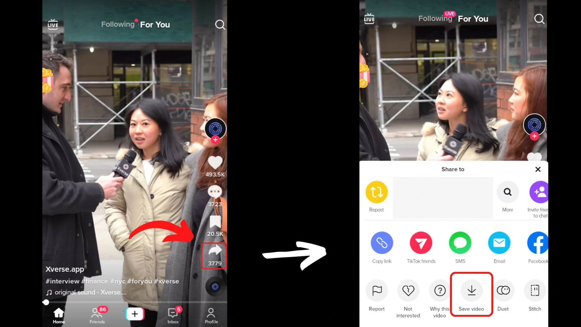 Download Video TikTok menggunakan opsi Simpan Video