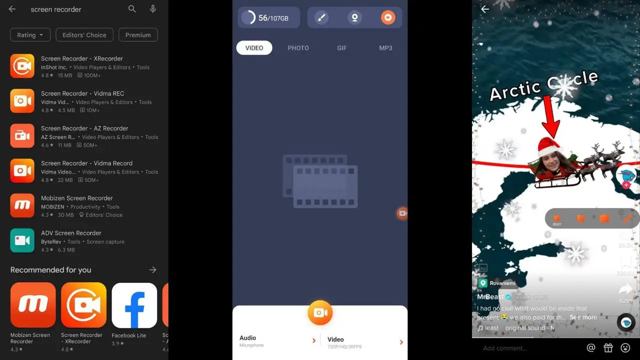 Baixe vídeos do TikTok Videos usando um gravador de tela para Android