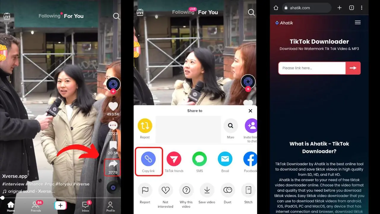 How to copy video link from TikTok app